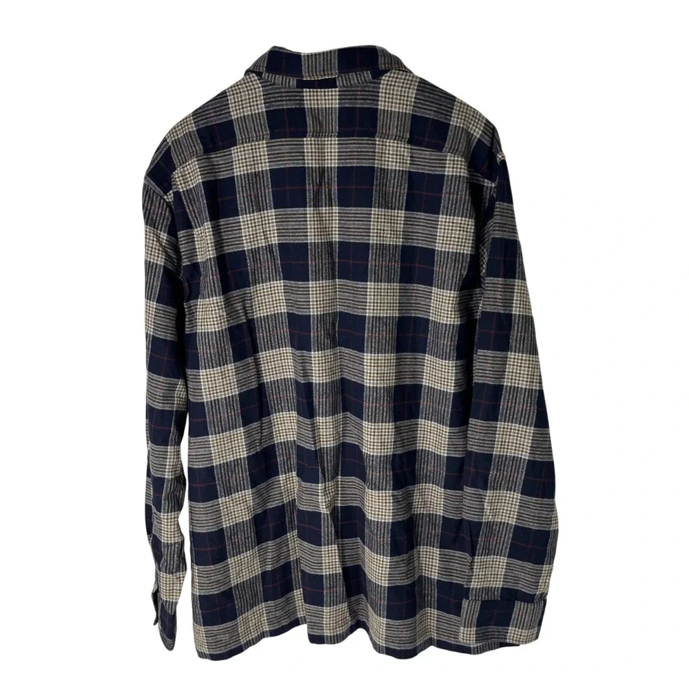 Banana Republic Emiliano Utility Shirt‎ Flannel Men's Navy Plaid Sz XXL SOFT - Picture 5 of 7